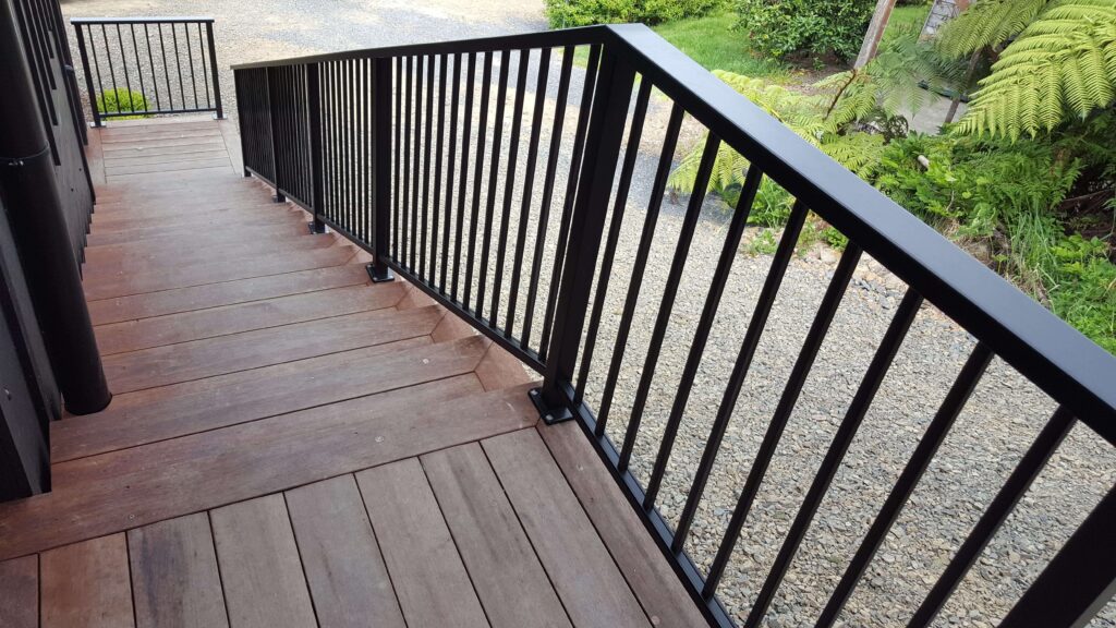 Aluminium balustrades installed on outdoor stairs by Viewtec Wanaka